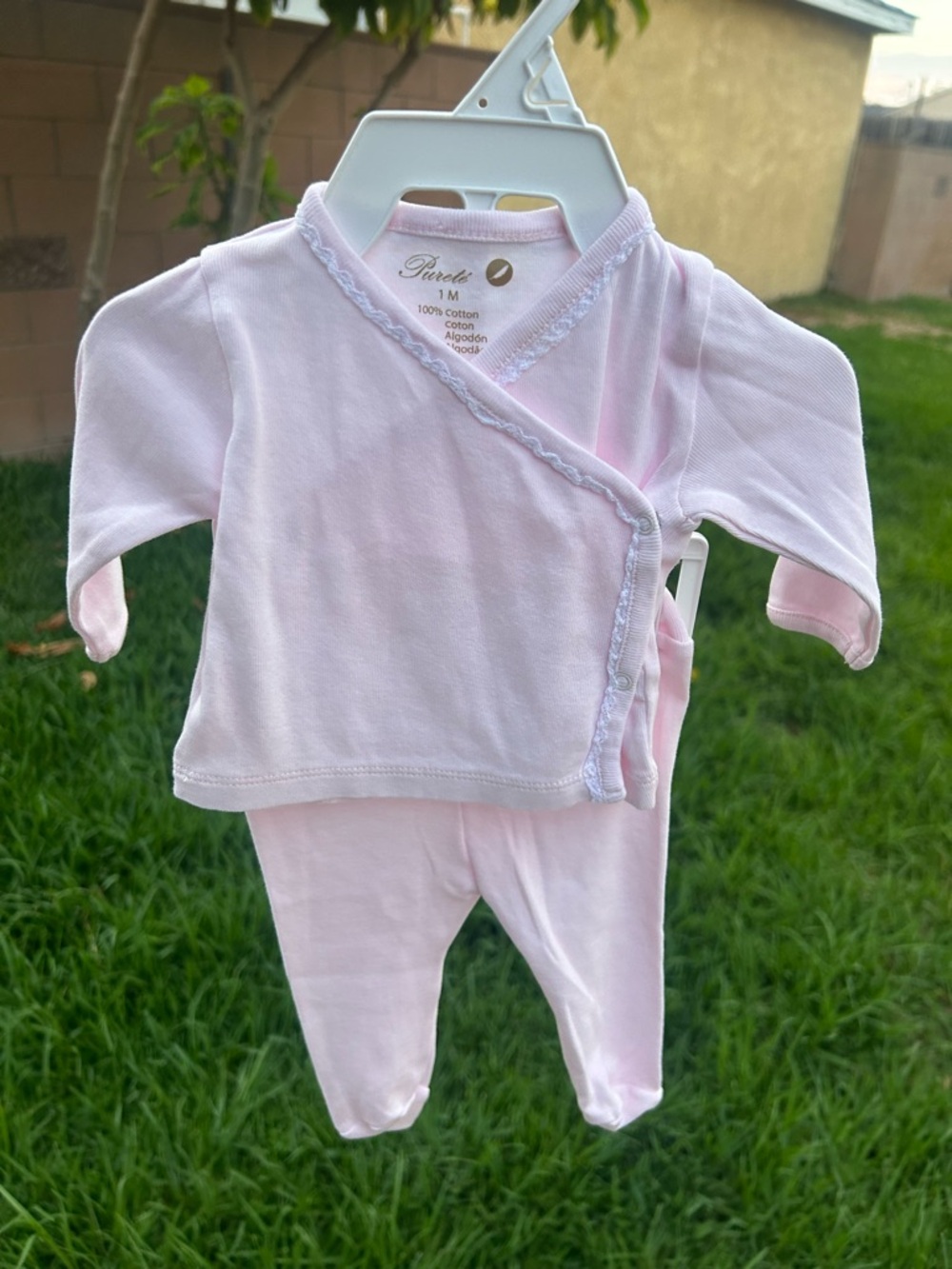 Purete du Bebe Pink Cotton Newborn Kimono Set